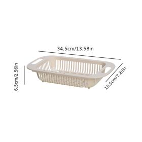 1pc Retractable Adjustable Vegetable Drain Basket; Rectangular Plastic Basket; Household Kitchen Dishwashing And Vegetable Rack; Sink Drain Baske