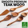Six-piece wooden cooking spoon set - heat resistant
