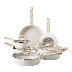 VEVOR 17 Piece Pots and Pans Set, Granite Nonstick Cookware Set, Induction Cookwares, Kitchen RV Cooking Sets with Frying, Sauce, Saute