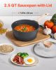 VEVOR 2.5 QT Saucepan, Nonstick Saucepan with Tempered Glass Lid, Multipurpose Cooking Sauce Pot with Detachable Handle