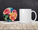 New York Roses in Watercolor Large Sandstone Coasters Pack of 4 Absorbent Round Coasters Decor Gifts for Men or Women, 4 in, Multicolor