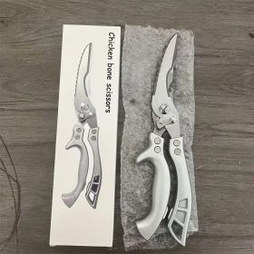 "Multi-Purpose Kitchen Shears - German Stainless Steel Construction - Perfect for Chicken, Fish & Vegetable Prep" (Material: 430 stainless  steel,plastic handie)