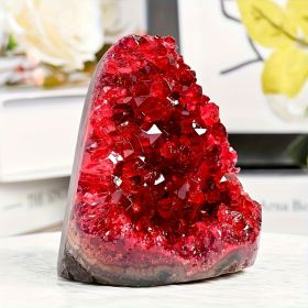 1pc Stunning Claret Geode Cluster - Sparkling Crystal Decoration, Elegant Rough Stone For Home And Office, Unique Geological Gift Idea (weight: 200-300g)