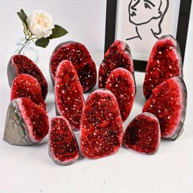 1pc Stunning Claret Geode Cluster - Sparkling Crystal Decoration, Elegant Rough Stone For Home And Office, Unique Geological Gift Idea (weight: 300-400g)